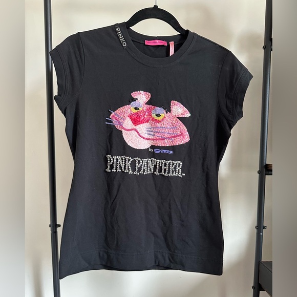 Pinko Tops - Pinko Black Crystal Detail Embellished Tee